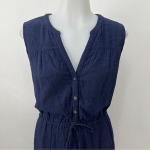 Gap Navy Blue V Neck Eyelet Shirt Dress Size XS